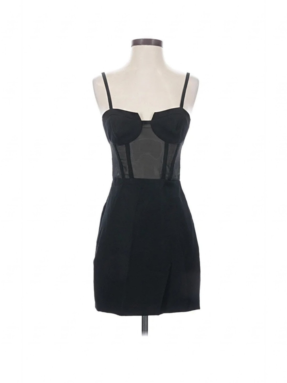 Zara Black Sheer Mesh Panel Mini Dress